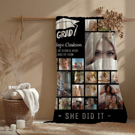 Moderne AFSTUDEERDER 13x foto collage Afstuderen G Fleece Deken