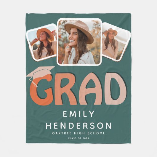 Moderne AFSTUDEERDER 3 x Foto Collage Afstuderen G Fleece Deken (Voorkant)