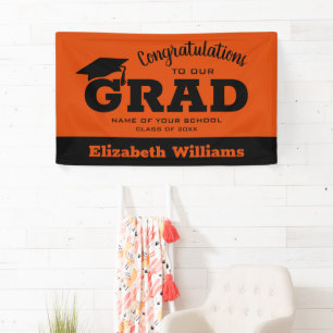Moderne Afstudeerder Black met Sinaasappel gefelic Spandoek
