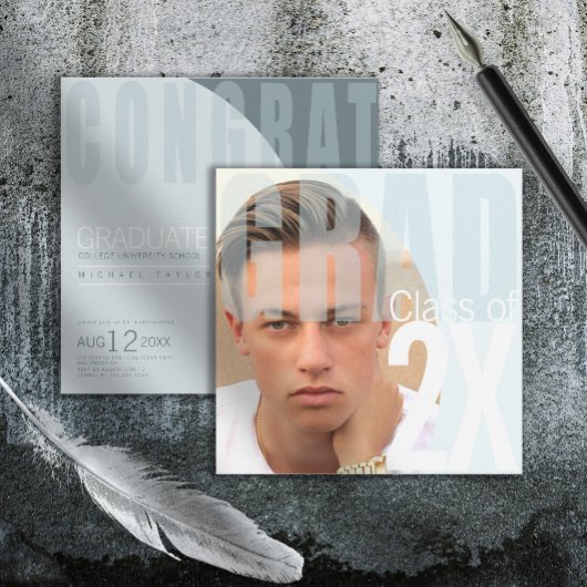 Moderne Afstudeerder Closeup Photo Blue ID897 Invi Kaart