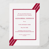 Moderne Afstudeerder Foto Bourgogne Red Gold Folie Uitnodiging (Achterkant)