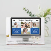 Moderne Afstudeerder Foto Collage Funny Graduation Kaart (Staand voorkant)