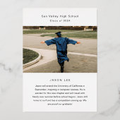 Moderne Afstudeerder foto goudfolie aankondiging (Achterkant)