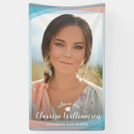 Moderne Afstudeerder Foto Stijlvolle Lijst Graduat Spandoek (Verticaal)