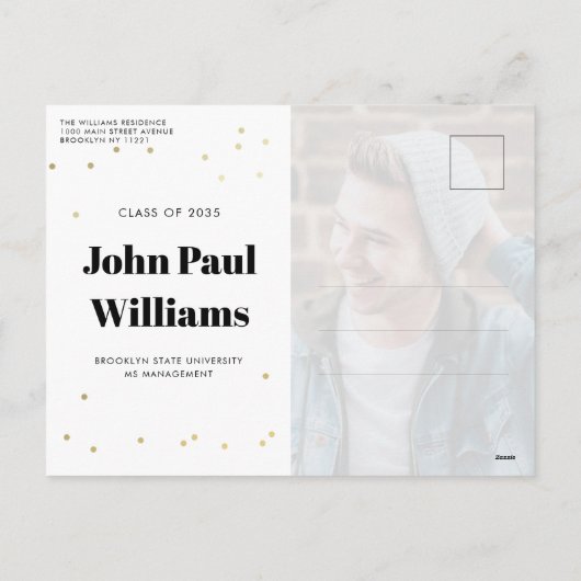 Moderne AFSTUDEERDER Gold Glitter Simple 3 Photo A Feestdagenkaart (Achterkant)