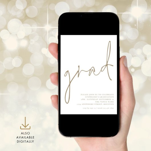 Moderne Afstudeerder Gold Script Graduation Party Kaart