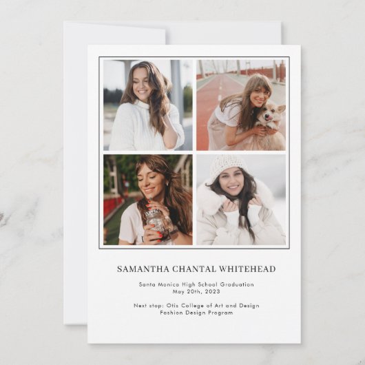 Moderne Afstudeerder jaar Kaart foto witte aankond (Achterkant)