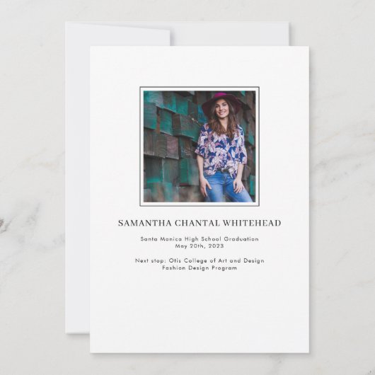 Moderne Afstudeerder Kaart Foto Aankondiging (Achterkant)