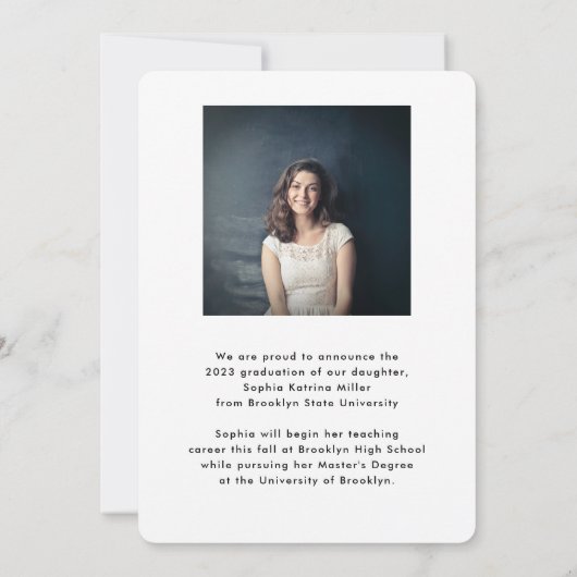 Moderne Afstudeerder klasse jaarstrepen Afstuderen Aankondiging (Achterkant)