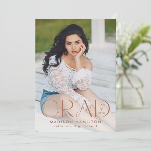 Moderne Afstudeerder klei typografie 2 Foto Afstud Aankondiging (Staand voorkant)