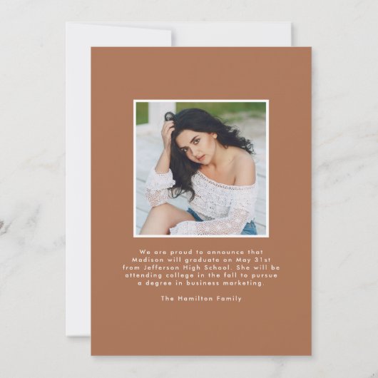 Moderne Afstudeerder klei typografie 2 Foto Afstud Aankondiging (Achterkant)