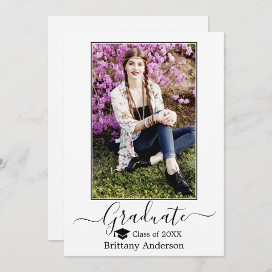 Moderne Afstudeerder Pet  Foto Afstuderen Aankondiging (Voorkant / Achterkant)