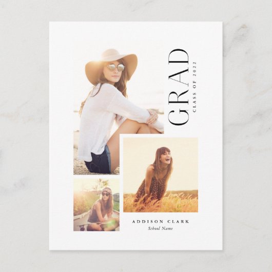 Moderne Afstudeerder Type 3 Fotocollage Aankondigingskaart (Voorkant)