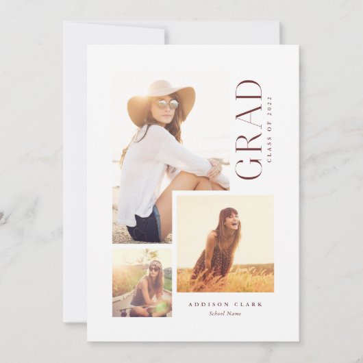 Moderne Afstudeerder Type 3 Fotocollage Rood Aanko Aankondiging (Voorkant)