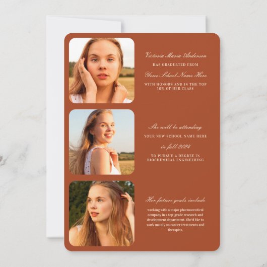 Moderne Afstudeerder Typografie Foto Afstuderen Aankondiging (Achterkant)