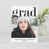 Moderne Afstudeerder Typografie Foto-uitnodiging Kaart (Staand voorkant)