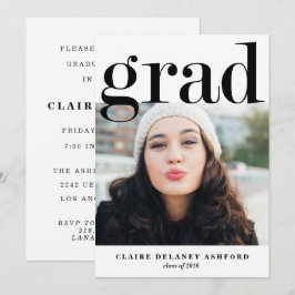 Moderne Afstudeerder Typografie Foto-uitnodiging Kaart