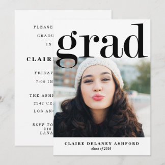 Moderne Afstudeerder Typografie Foto-uitnodiging Kaart