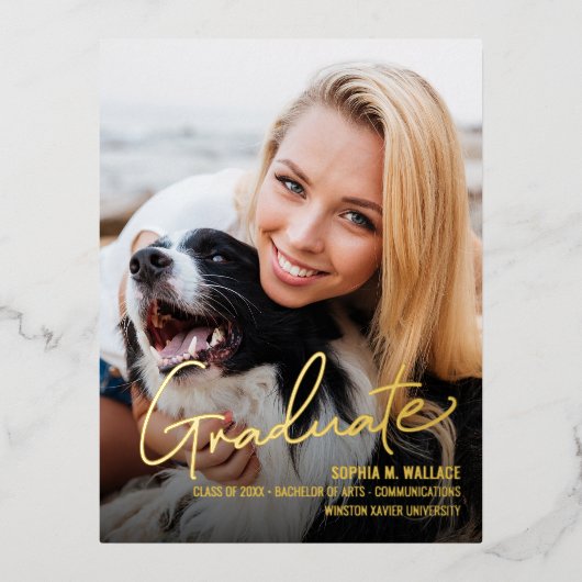 Moderne Afstudeerder van het Manuscript de aankond Folie Uitnodiging Briefkaart (Voorkant)