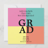 Moderne AFSTUDEERDER voor kleurenblok Open House Kaart (Voorkant)