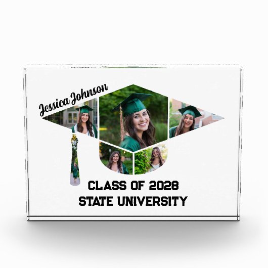 Moderne afstudeerdop vorm collage acryl fotoblokken (Voorkant)