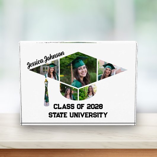 Moderne afstudeerdop vorm collage acryl fotoblokken