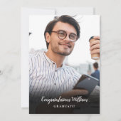 Moderne afstudeerfeest 5 foto collage uitnodiging (Achterkant)