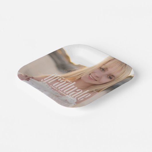 Moderne afstudeerfeest aangepaste foto papieren bordje (Gebogen)