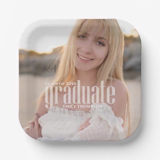 Moderne afstudeerfeest aangepaste foto papieren bordje