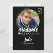 Moderne afstudeerfeest Black Gold Kaart (Voorkant)