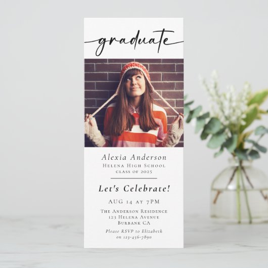 Moderne afstudeerfeest digitale website kaart (Staand voorkant)