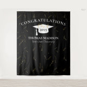 Moderne Afstudeerfeest Faux Goud Confetti Zwart/Wi Wandkleed (Voorkant)