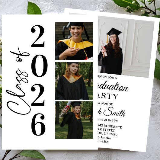 Moderne afstudeerfeest foto grad Evite Kaart