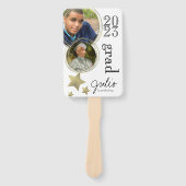 Moderne afstudeerfeest  Goud Foto Wit Handwaaier (Voorkant)