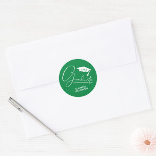 Moderne afstudeerfeest groene enveloppe zegel