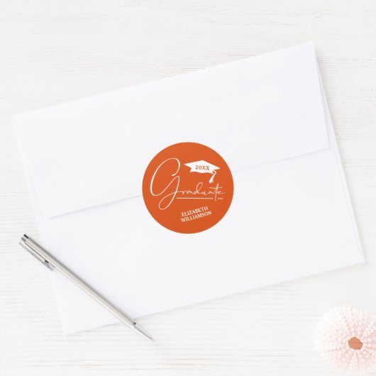 Moderne afstudeerfeest oranje enveloppe zegel (Envelop)