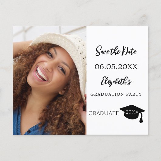 Moderne afstudeerfeest Save the Date Flyer (Voorkant)