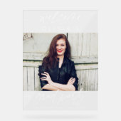 Moderne afstudeerfeest Script Foto Welkom  Acryl Bord (Voorkant)