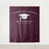 Moderne Afstudeerfeest Valse Confetti Maroon/Wit Wandkleed (Voorkant)