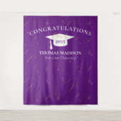 Moderne Afstudeerfeest Valse Gouden Confetti Paars Wandkleed (Voorkant)
