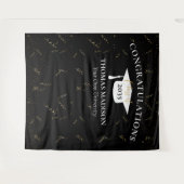 Moderne Afstudeerfeest Valse Gouden Confetti Zwart Wandkleed (Voorkant (horizontaal))