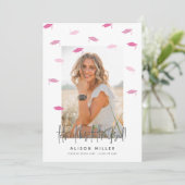 Moderne afstudeerfeest viering Roze Kaart (Staand voorkant)