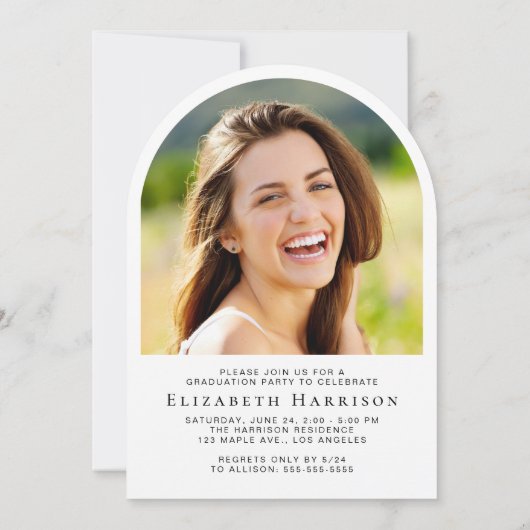 Moderne afstudeerfeest voor fotoscriptboog kaart (Achterkant)