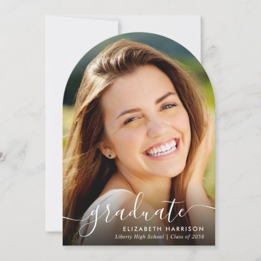 Moderne afstudeerfeest voor fotoscriptboog kaart (Voorkant)