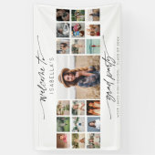 Moderne Afstudeerfeest Welkomstscript 19 Fotosamen Spandoek (Verticaal)