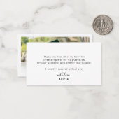 Moderne afstudeerfoto afstudeer dankjewel notitiekaartje (Voorkant / Achterkant in situ)