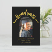 Moderne Afstudeerfoto Arch Goud Schrift Afstuderen Aankondiging (Staand voorkant)