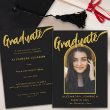 Moderne Afstudeerfoto Arch Zwart en Goud Schrift