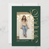 Moderne afstudeerfoto groen goud afstuderen kaart (Voorkant)