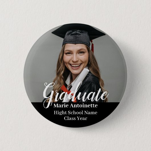 Moderne afstudeerfoto klas jaar afstuderen ronde button 5,7 cm (Voorkant)